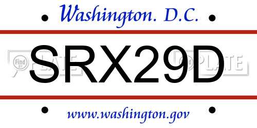 SRX29D District Of Columbia License Plate