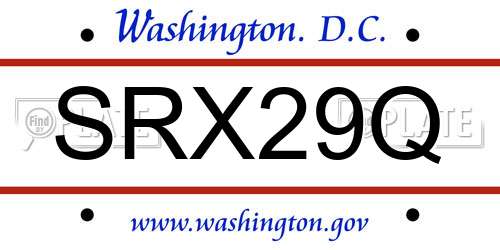 SRX29Q District Of Columbia License Plate
