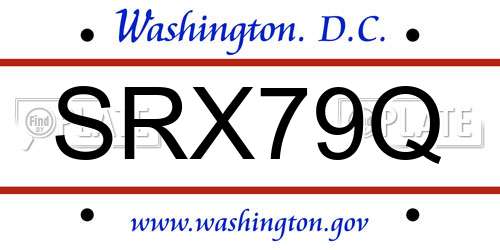 SRX79Q District Of Columbia License Plate