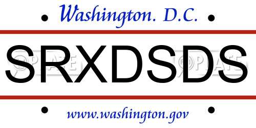SRXDSDS District Of Columbia License Plate