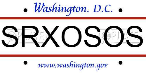 SRXOSOS District Of Columbia License Plate