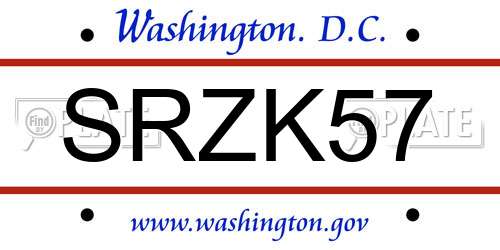SRZK57 District Of Columbia License Plate