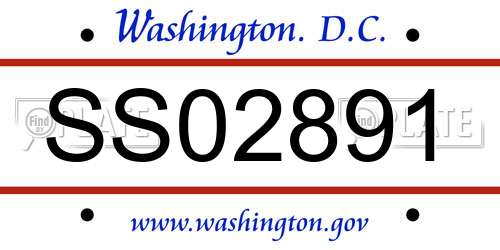 SS02891 District Of Columbia License Plate