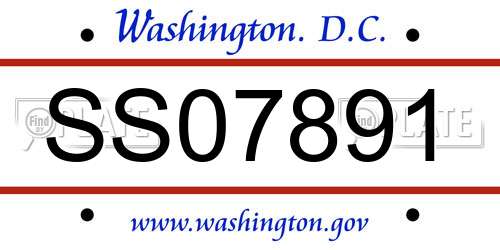 SS07891 District Of Columbia License Plate