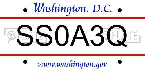 SS0A3Q District Of Columbia License Plate