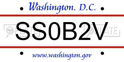 SS0B2V District Of Columbia License Plate