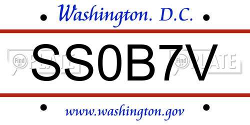 SS0B7V District Of Columbia License Plate