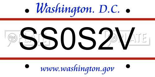 SS0S2V District Of Columbia License Plate