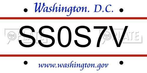 SS0S7V District Of Columbia License Plate