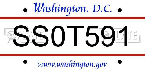 SS0T591 District Of Columbia License Plate