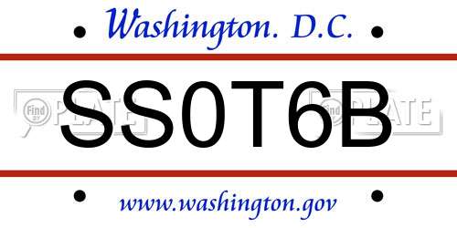 SS0T6B District Of Columbia License Plate