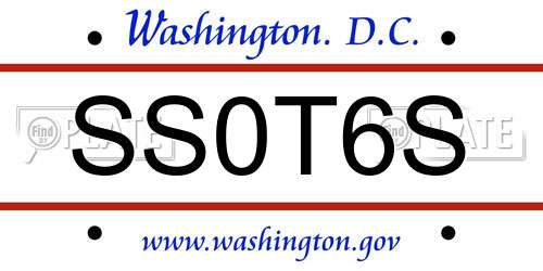 SS0T6S District Of Columbia License Plate