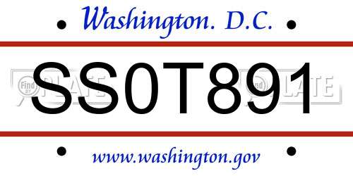 SS0T891 District Of Columbia License Plate