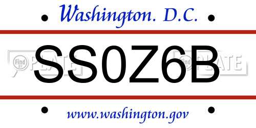 SS0Z6B District Of Columbia License Plate