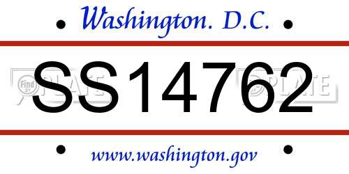 SS14762 District Of Columbia License Plate