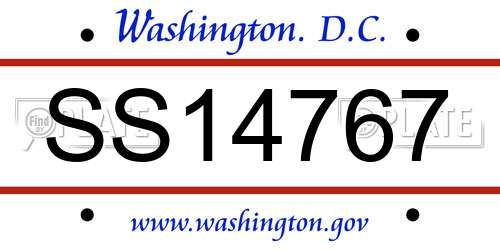 SS14767 District Of Columbia License Plate