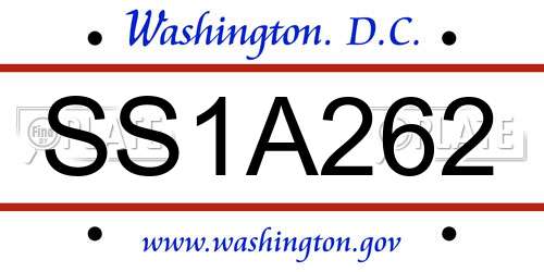 SS1A262 District Of Columbia License Plate