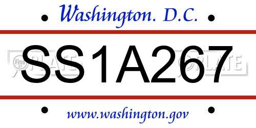 SS1A267 District Of Columbia License Plate