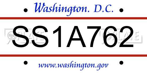 SS1A762 District Of Columbia License Plate