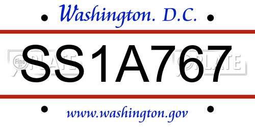 SS1A767 District Of Columbia License Plate