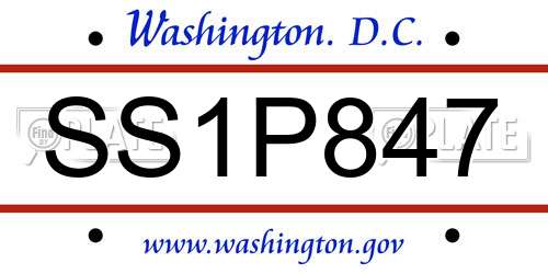 SS1P847 District Of Columbia License Plate