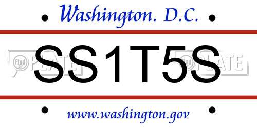 SS1T5S District Of Columbia License Plate