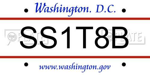 SS1T8B District Of Columbia License Plate