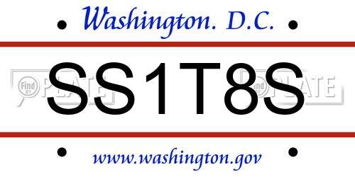 SS1T8S District Of Columbia License Plate