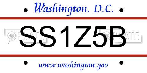 SS1Z5B District Of Columbia License Plate