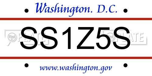 SS1Z5S District Of Columbia License Plate