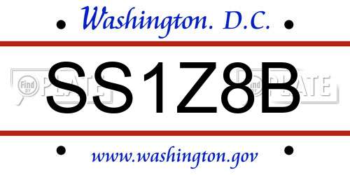 SS1Z8B District Of Columbia License Plate