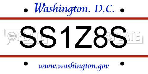 SS1Z8S District Of Columbia License Plate