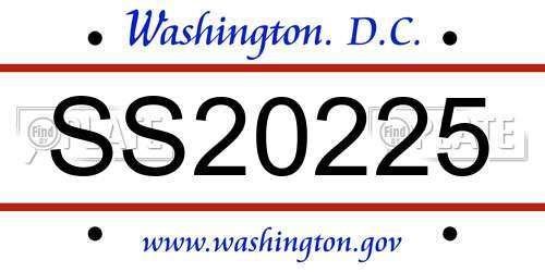 SS20225 District Of Columbia License Plate