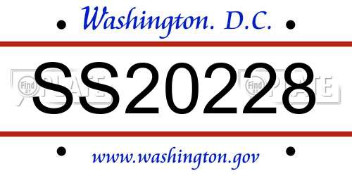 SS20228 District Of Columbia License Plate