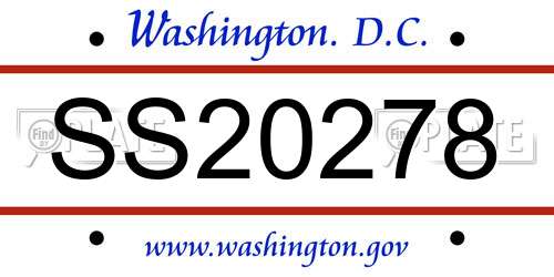 SS20278 District Of Columbia License Plate
