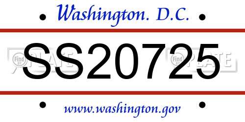 SS20725 District Of Columbia License Plate