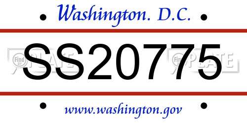 SS20775 District Of Columbia License Plate