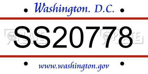 SS20778 District Of Columbia License Plate