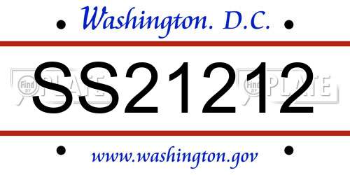SS21212 District Of Columbia License Plate