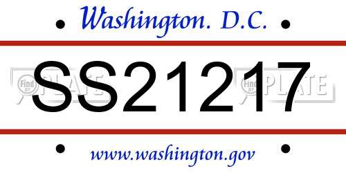 SS21217 District Of Columbia License Plate