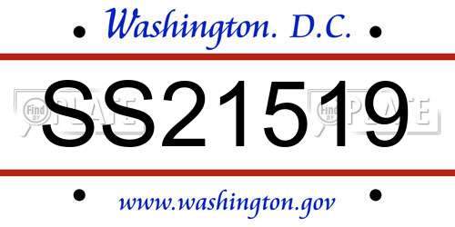 SS21519 District Of Columbia License Plate