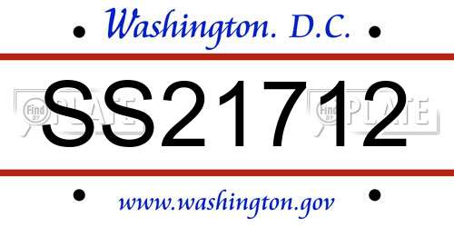 SS21712 District Of Columbia License Plate