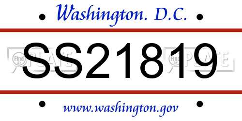 SS21819 District Of Columbia License Plate