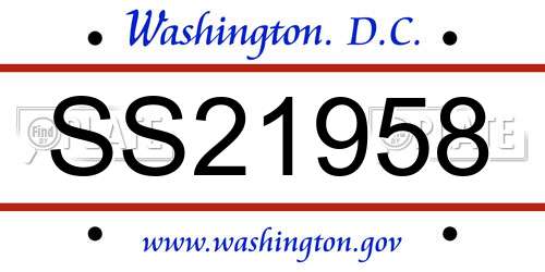 SS21958 District Of Columbia License Plate