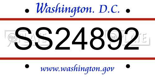 SS24892 District Of Columbia License Plate