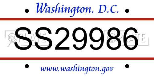 SS29986 District Of Columbia License Plate