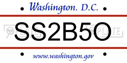 SS2B5O District Of Columbia License Plate