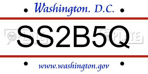 SS2B5Q District Of Columbia License Plate