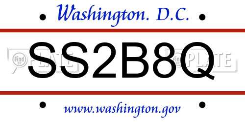 SS2B8Q District Of Columbia License Plate