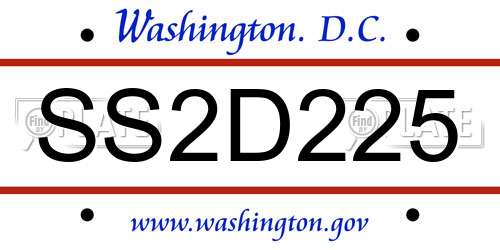 SS2D225 District Of Columbia License Plate